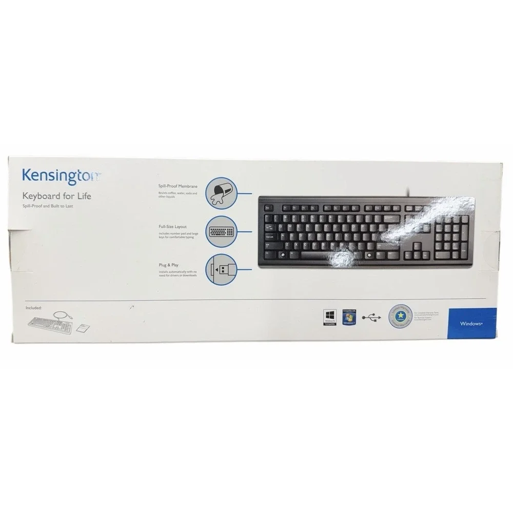 KENSINGTON K64370A Keyboard for Life Sealed Wired